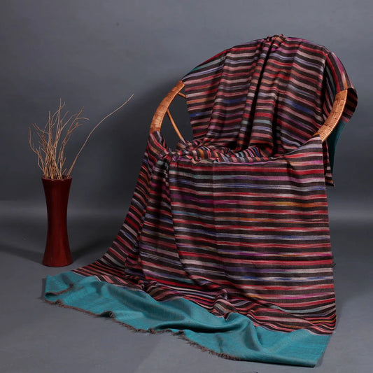 Green Stripped Handwoven Pashmina Stole