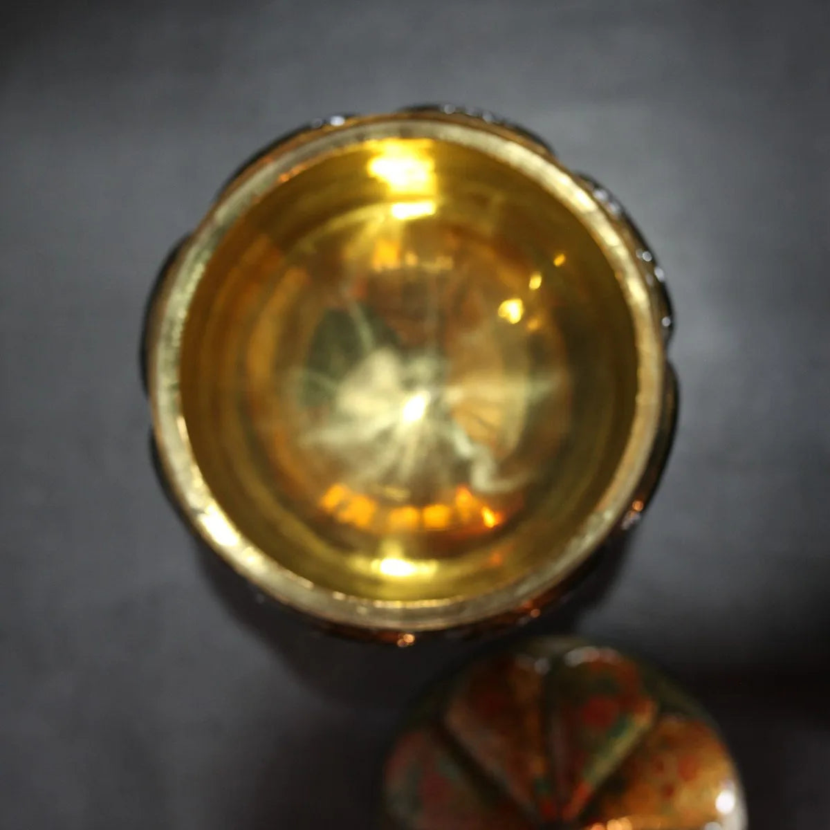 Antique Paper Machie Dry Fruit  Bowl Full Brass