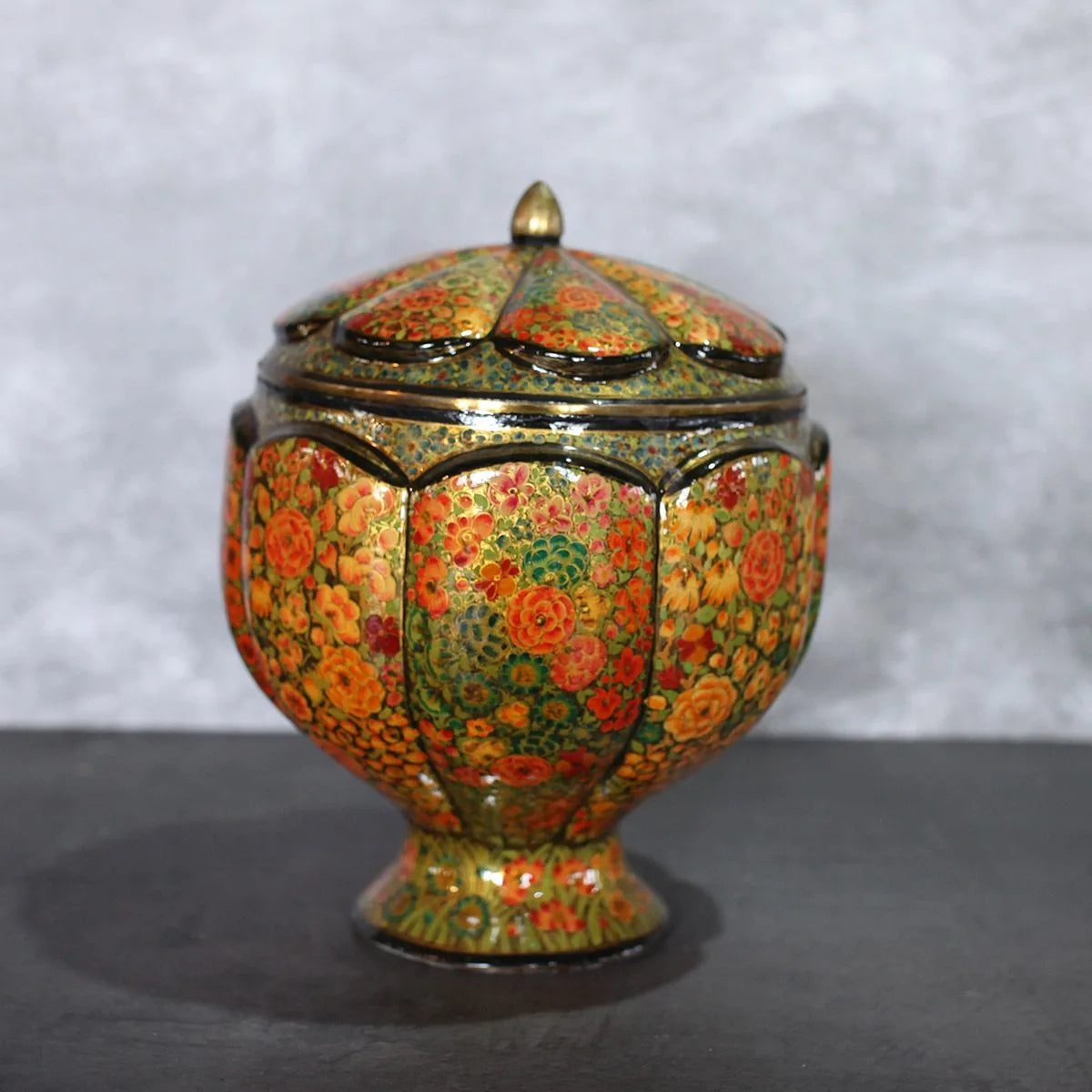 Antique Paper Machie Dry Fruit  Bowl Full Brass