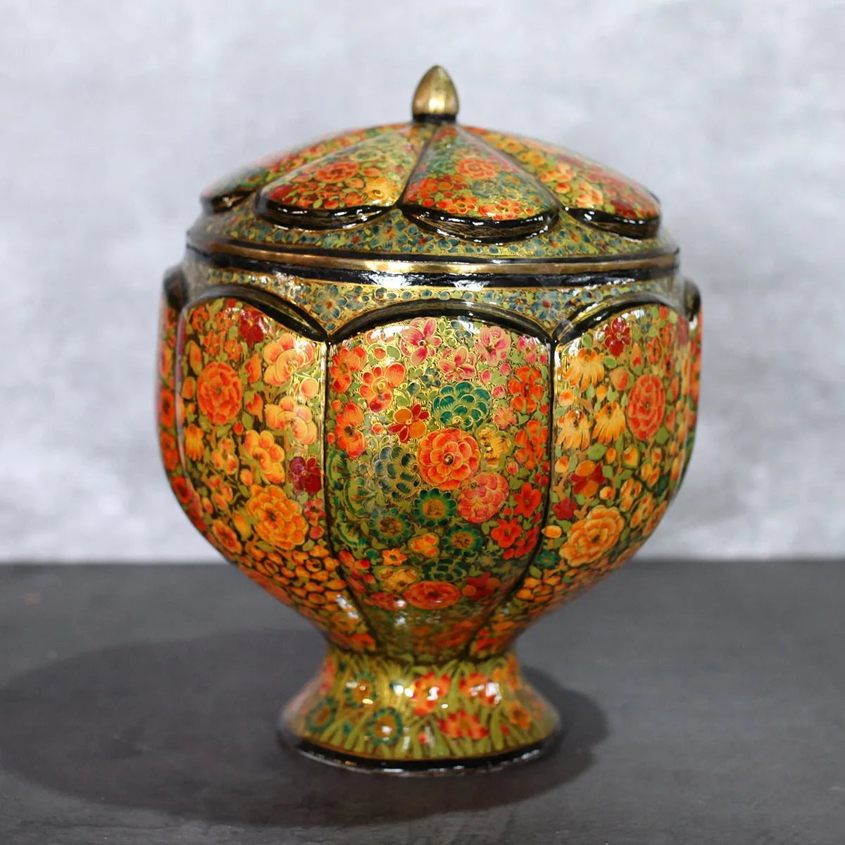 Antique Paper Machie Dry Fruit  Bowl Full Brass