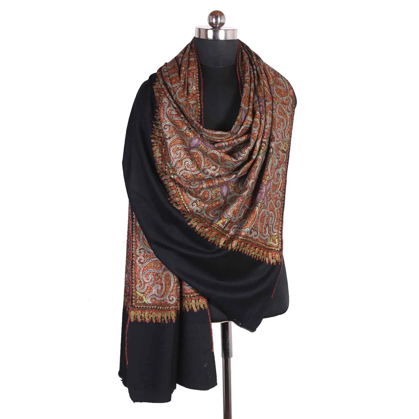 Full Jamawar black Cashmere Pashmina Shawl