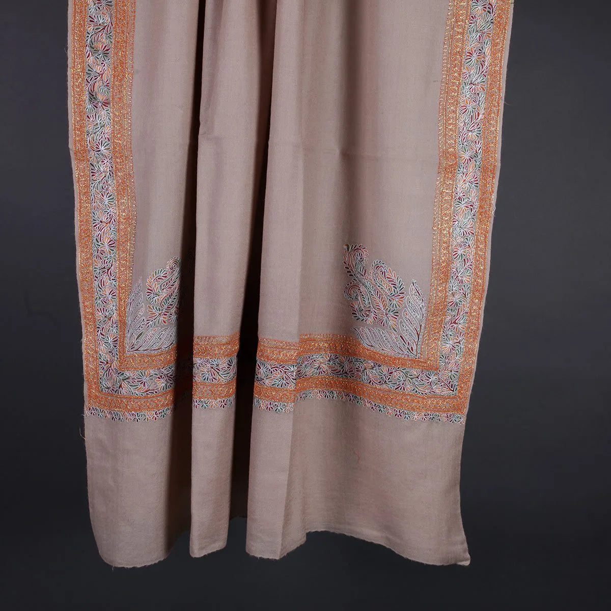 Light Khudrang Tilla<br>  Embroidered Woolen Shawl