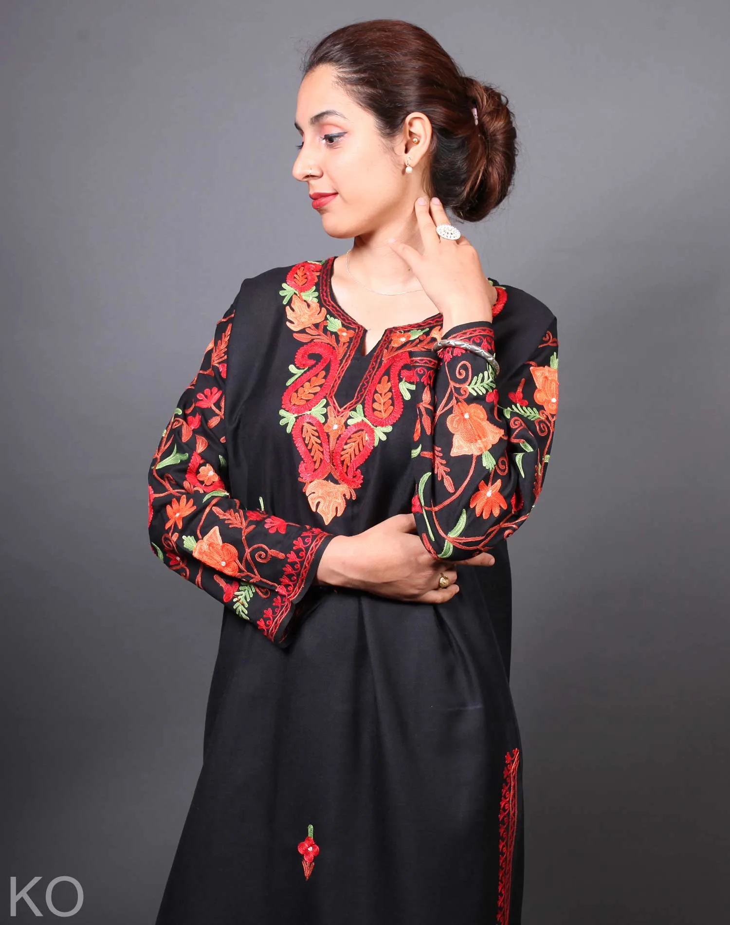 Black Colour Aari Work Embroidered Kurti With New Designer New