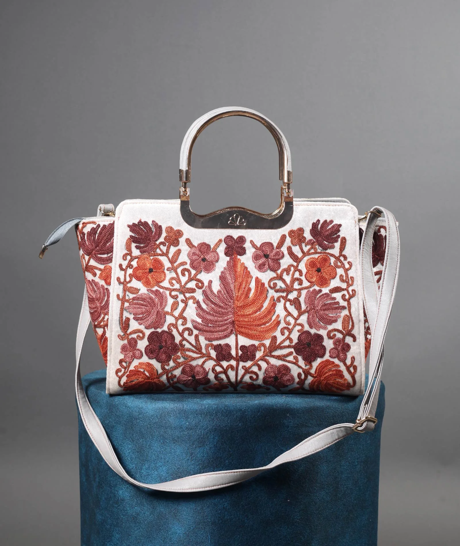 Chinar Motif Aari Embroidered Hand Bag