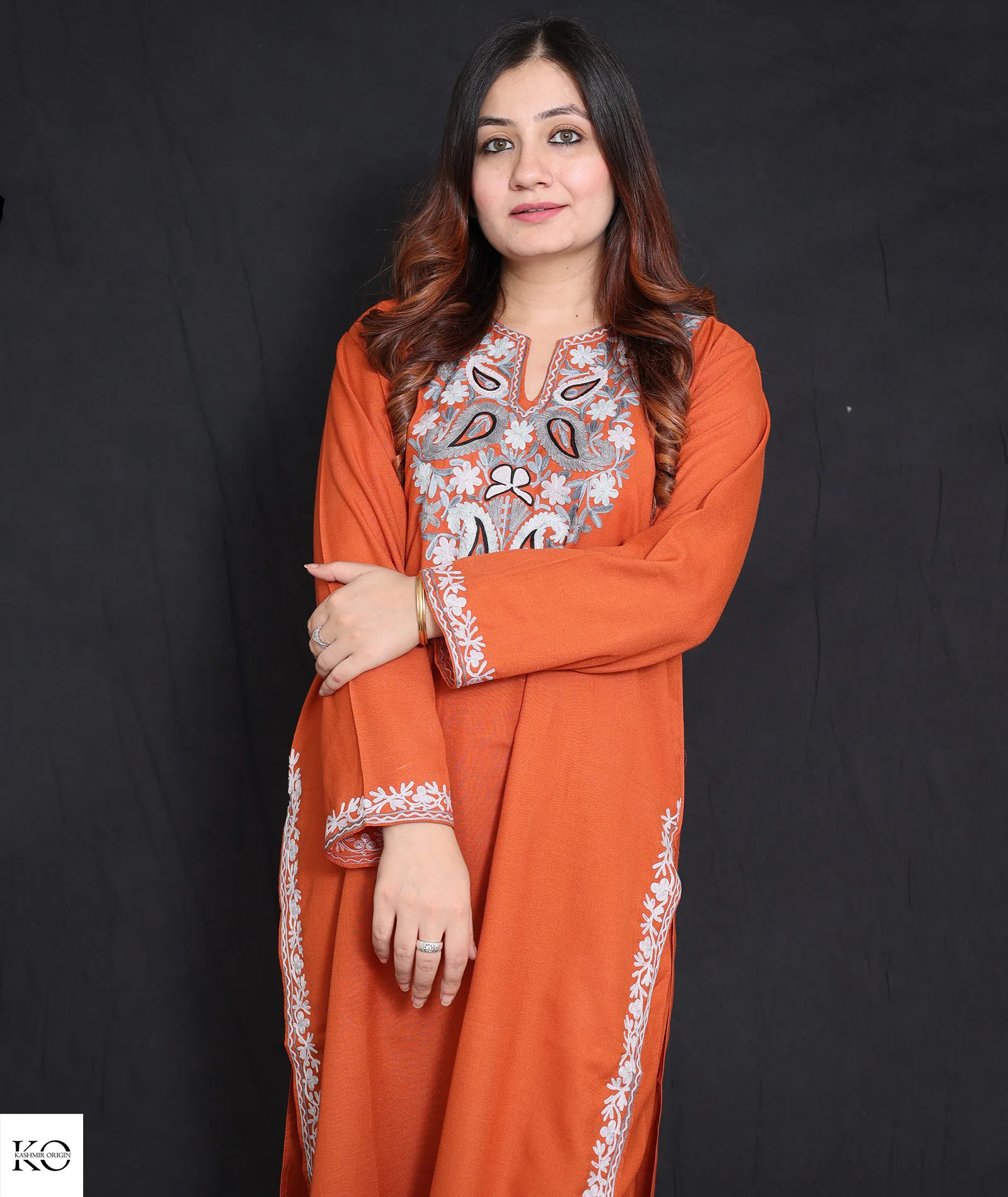 Pasley Design Aari Embroidered Rust Cotton Co ord Set |Full Suit